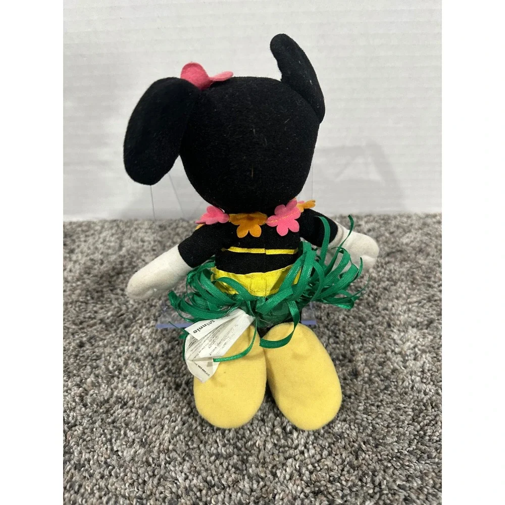 Plush Disney Minnie Mouse Black Excellent Hula Hawaiian Hawaiian Bean Bag